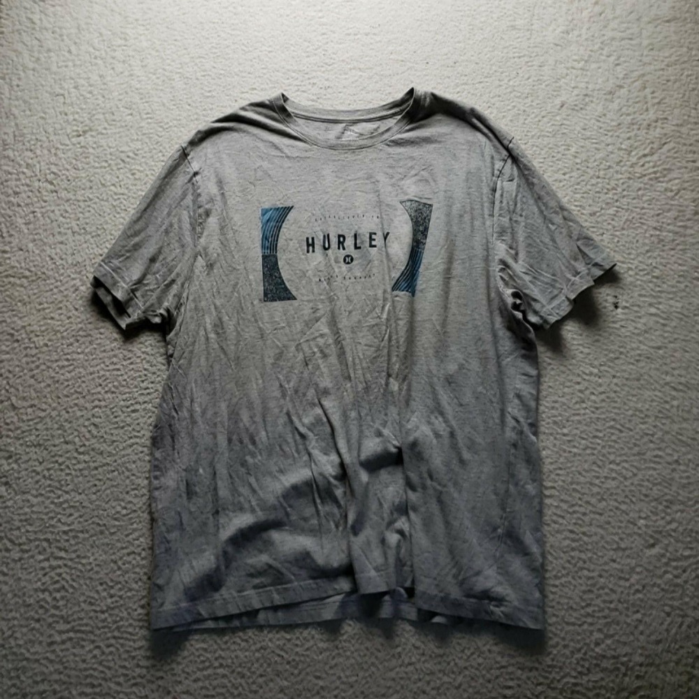 Hurley Shirt Mens 2XL Gray Logo Graphic Tagless Cotton Jersey Surf Skate Tee